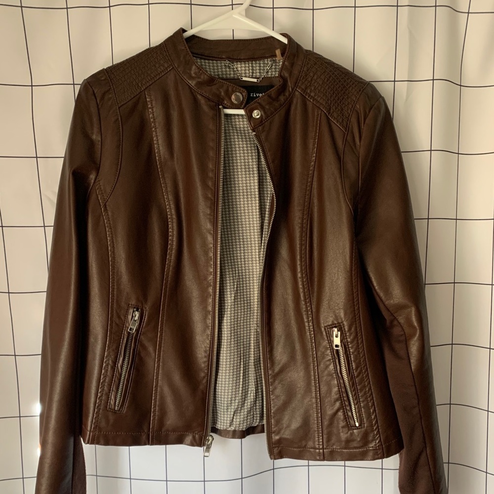 Brown faux leather jacket. Like new